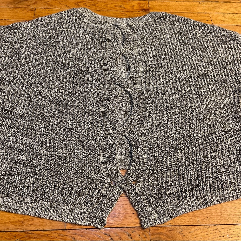 Express Cable Knit Split Open Back Sweater - image 7